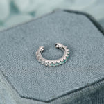 Emerald Green Ombre CZ Ear Cuff in Sterling Silver, Silver or Gold, Simple Piercing Free Earrings, Minimalist Ear Cuff, Green CZ Ear Cuff