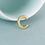 Emerald Green Ombre CZ Ear Cuff in Sterling Silver, Silver or Gold, Simple Piercing Free Earrings, Minimalist Ear Cuff, Green CZ Ear Cuff