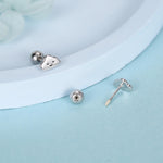 Sterling Silver Smiling Cloud 18G Screw Back Stud Earrings