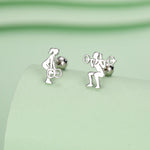 Sterling Silver Powerlifting Mismatched 18G Screw Back Stud Earrings