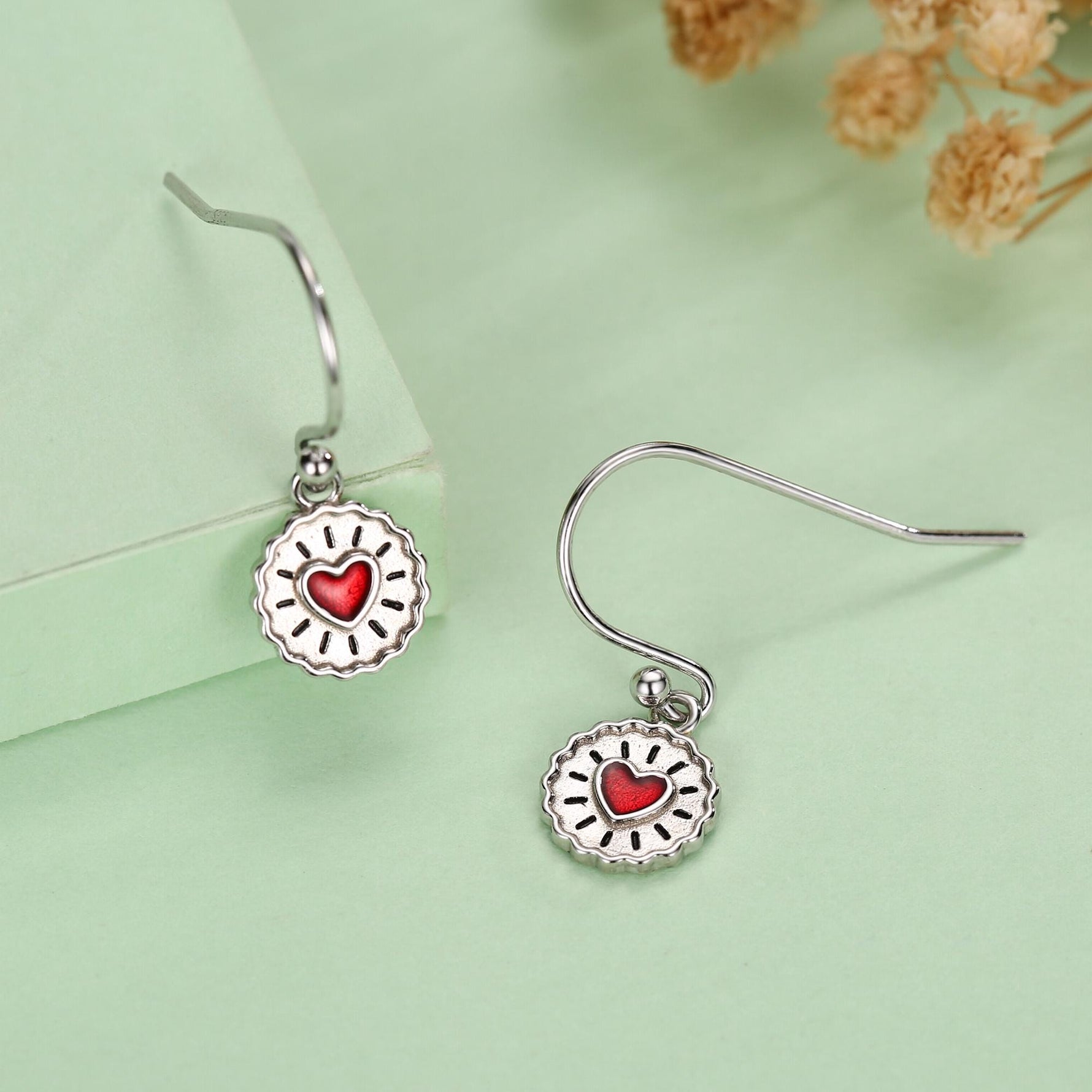 Sterling Silver Jam Biscuit Drop Earrings