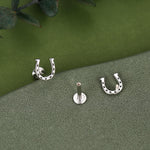 Sterling Silver Horseshoe 16G Flat Back Labret Earrings