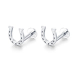 Sterling Silver Horseshoe 16G Flat Back Labret Earrings