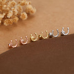 Sterling Silver Horseshoe 18G Screw Back Stud Earrings