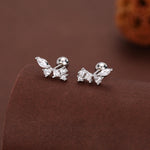 Sterling Silver CZ Cluster 18G Screw Back Stud Earrings