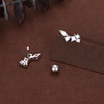 Sterling Silver CZ Cluster 18G Screw Back Stud Earrings
