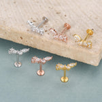 Sterling Silver CZ Cluster 16G Flat Back Labret Earrings