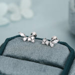 Sterling Silver CZ Cluster 16G Flat Back Labret Earrings