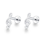 Sterling Silver Treble Clef 16G Flat Back Labret Earrings