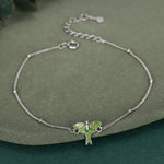 Sterling Silver Green Enamel Luna Moth Bracelet