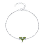 Sterling Silver Green Enamel Luna Moth Bracelet