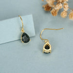 Sterling Silver Moss Agate Pear Drop Dangle Earrings
