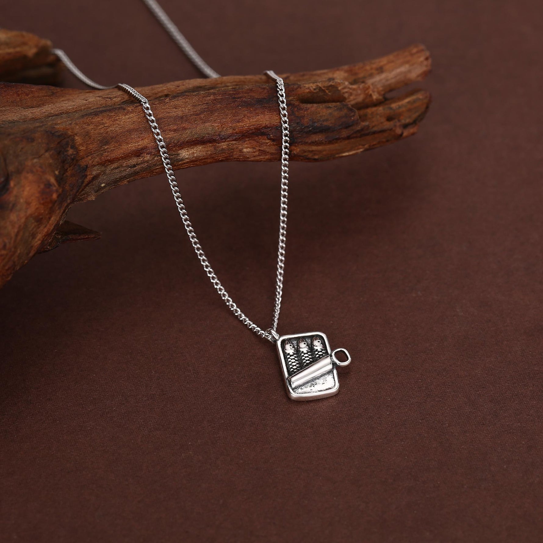 Sterling Silver Tiny Sardine Tin Necklace