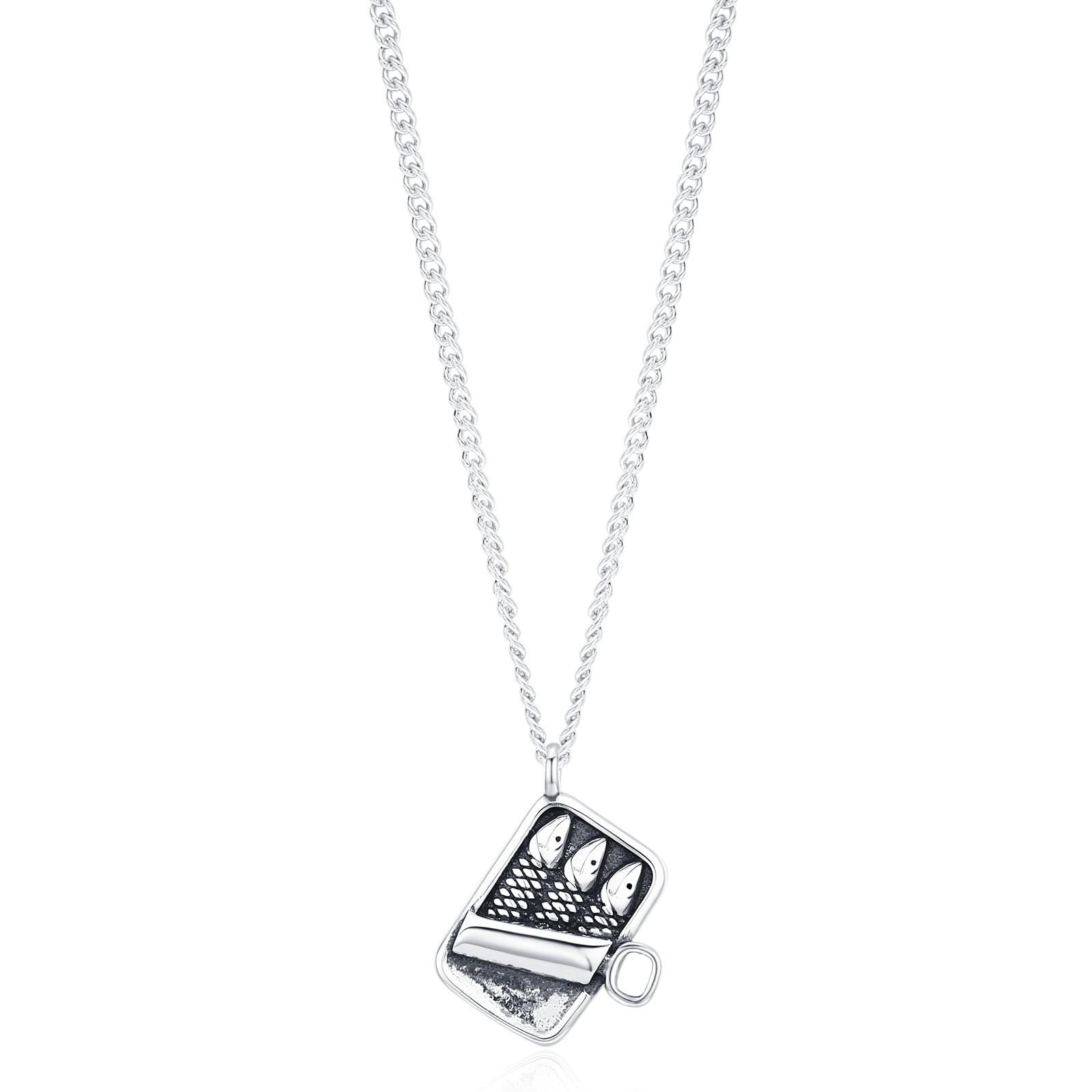 Sterling Silver Tiny Sardine Tin Necklace