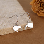 Kiwi Bird Drop Hook Earrings in Sterling Silver, Silver Gold or Rose Gold, Kiwi Bird Earrings