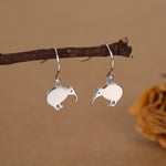 Kiwi Bird Drop Hook Earrings in Sterling Silver, Silver Gold or Rose Gold, Kiwi Bird Earrings