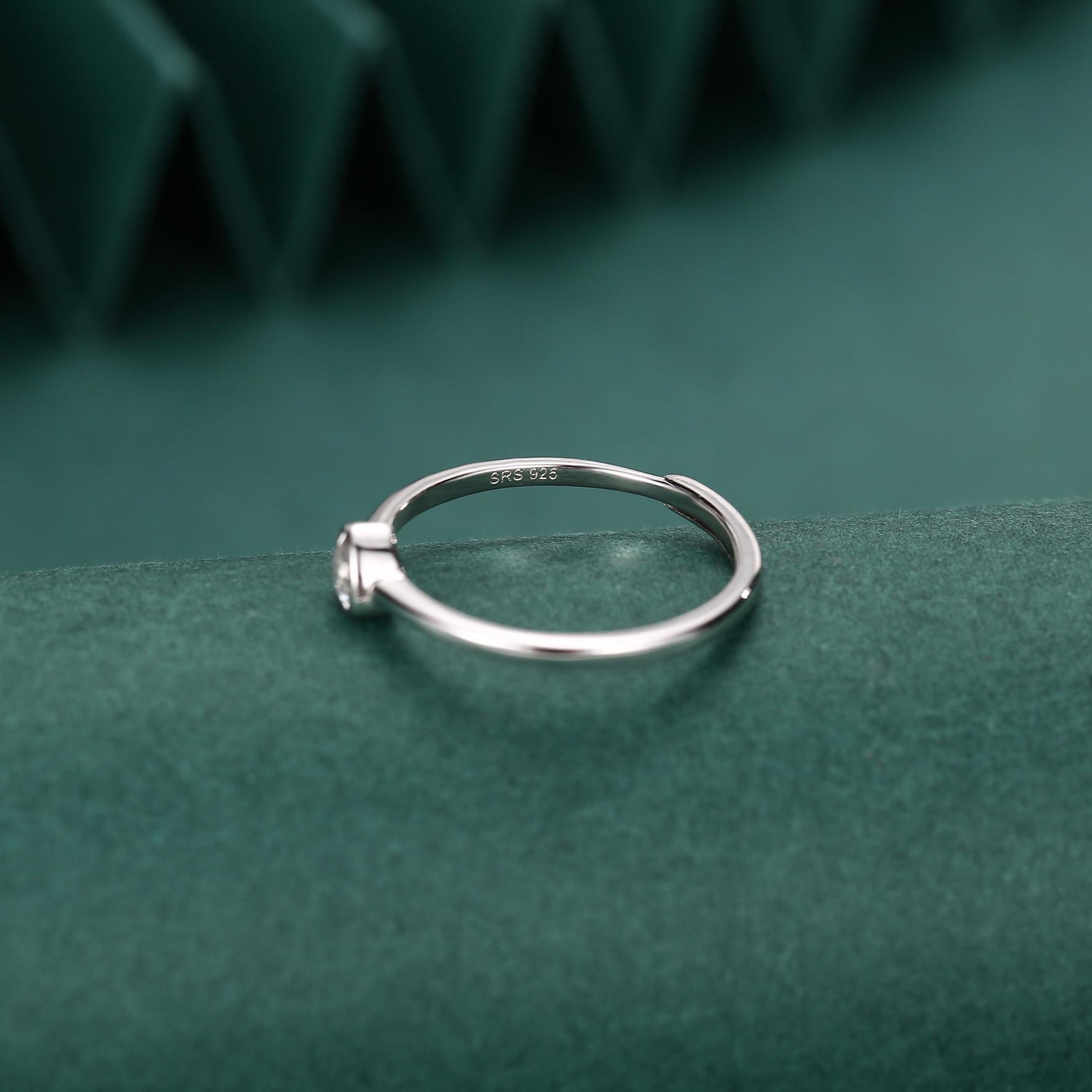 Sterling Silver Very Tiny CZ Heart Ring, Adjustable Size, Small Heart Ring, Tiny Heart Ring, Tiny CZ Heart Ring