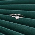 Sterling Silver Very Tiny CZ Heart Ring, Adjustable Size, Small Heart Ring, Tiny Heart Ring, Tiny CZ Heart Ring