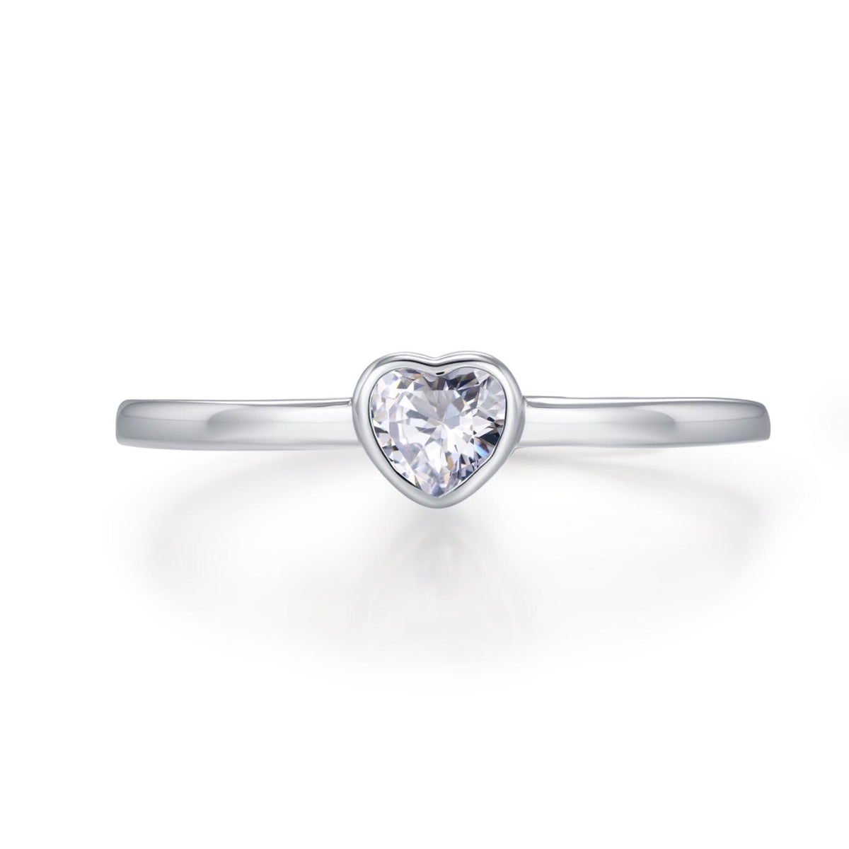 Sterling Silver Very Tiny CZ Heart Ring, Adjustable Size, Small Heart Ring, Tiny Heart Ring, Tiny CZ Heart Ring