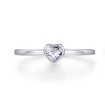 Sterling Silver Very Tiny CZ Heart Ring, Adjustable Size, Small Heart Ring, Tiny Heart Ring, Tiny CZ Heart Ring
