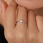 Sterling Silver Very Tiny CZ Heart Ring, Adjustable Size, Small Heart Ring, Tiny Heart Ring, Tiny CZ Heart Ring
