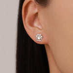 Mismatched French Bulldog and Paw Print Stud Earrings in Sterling Silver - Dog Paw Stud Earrings - Two Tone Finish - Pet Lover