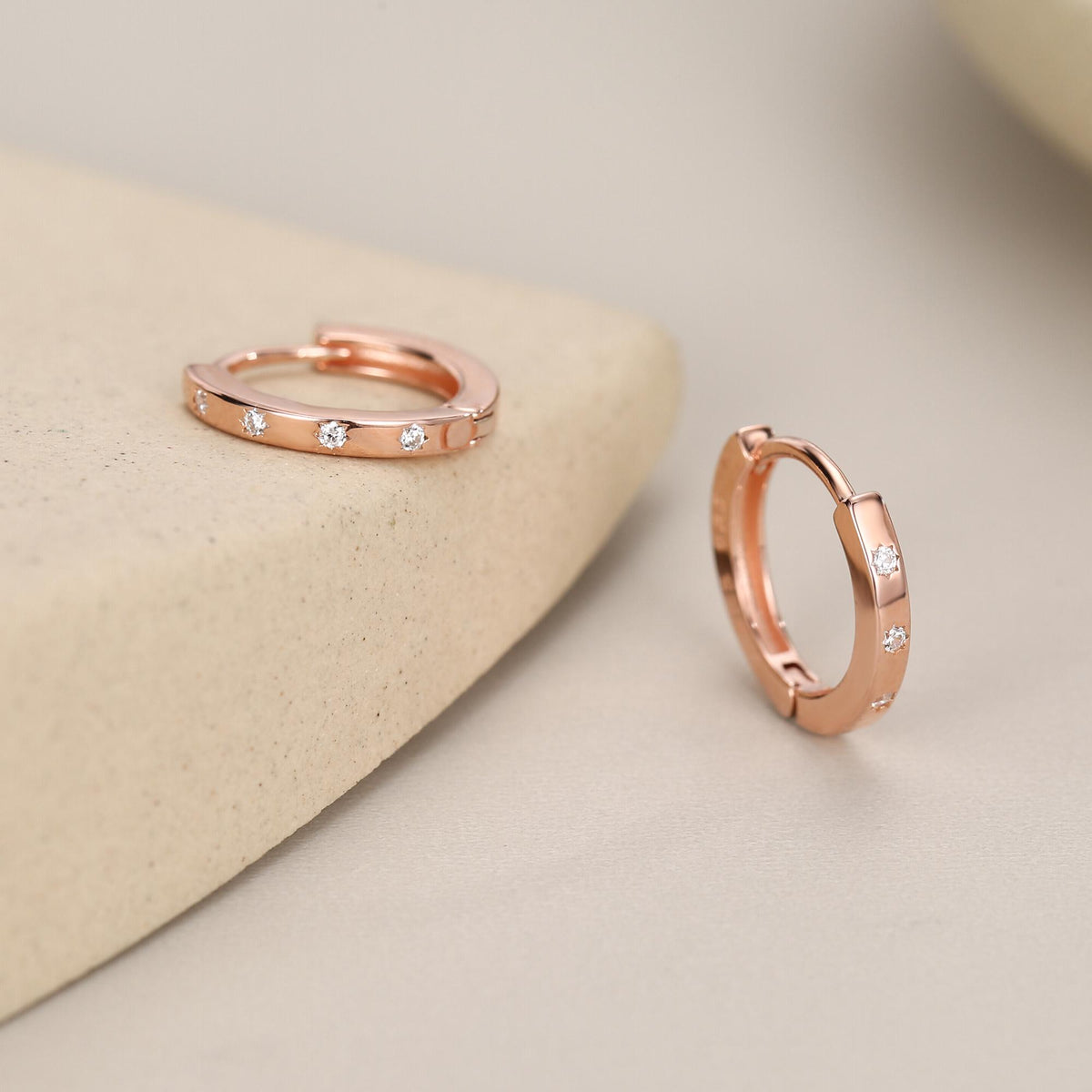 Tiny Starburst Huggie Hoops, 8mm CZ Embellished Star Hoop Earrings, Snug Hoop Earrings, CZ Hoop Earrings