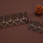 Heart Dangle Drop Hook Earrings in Sterling Silver