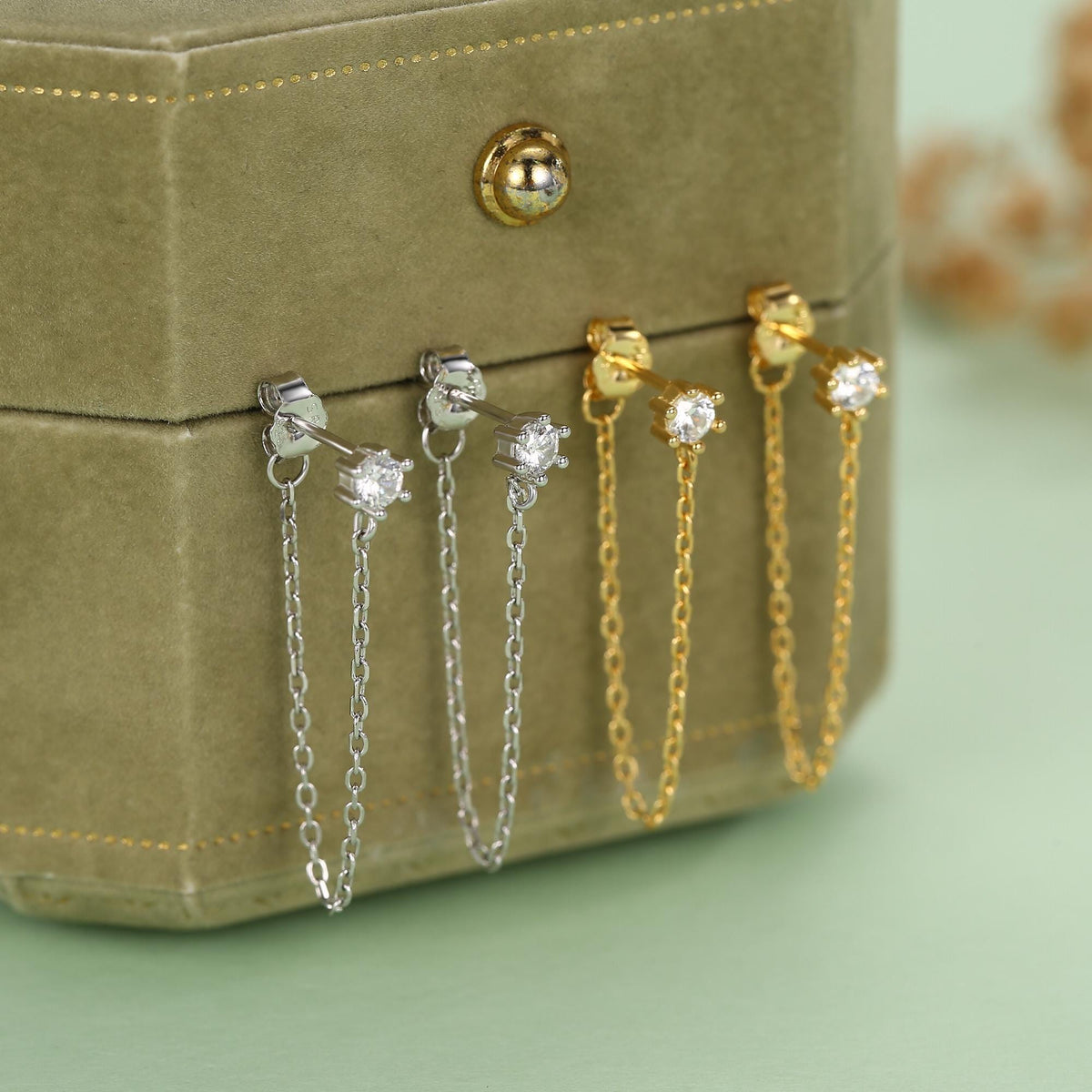 CZ Chain Ear Jacket in Sterling Silver,