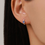 Moonstone CZ Huggie Hoop Earrings in Sterling Silver