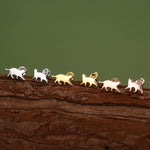 Sterling Silver Asymmetric Cat 16G Flat Back Labret Earrings, Animal