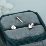 Sterling Silver 5mm Heart 16G Flat Back Stud Earrings