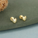 Sterling Silver 5mm Heart 16G Flat Back Stud Earrings