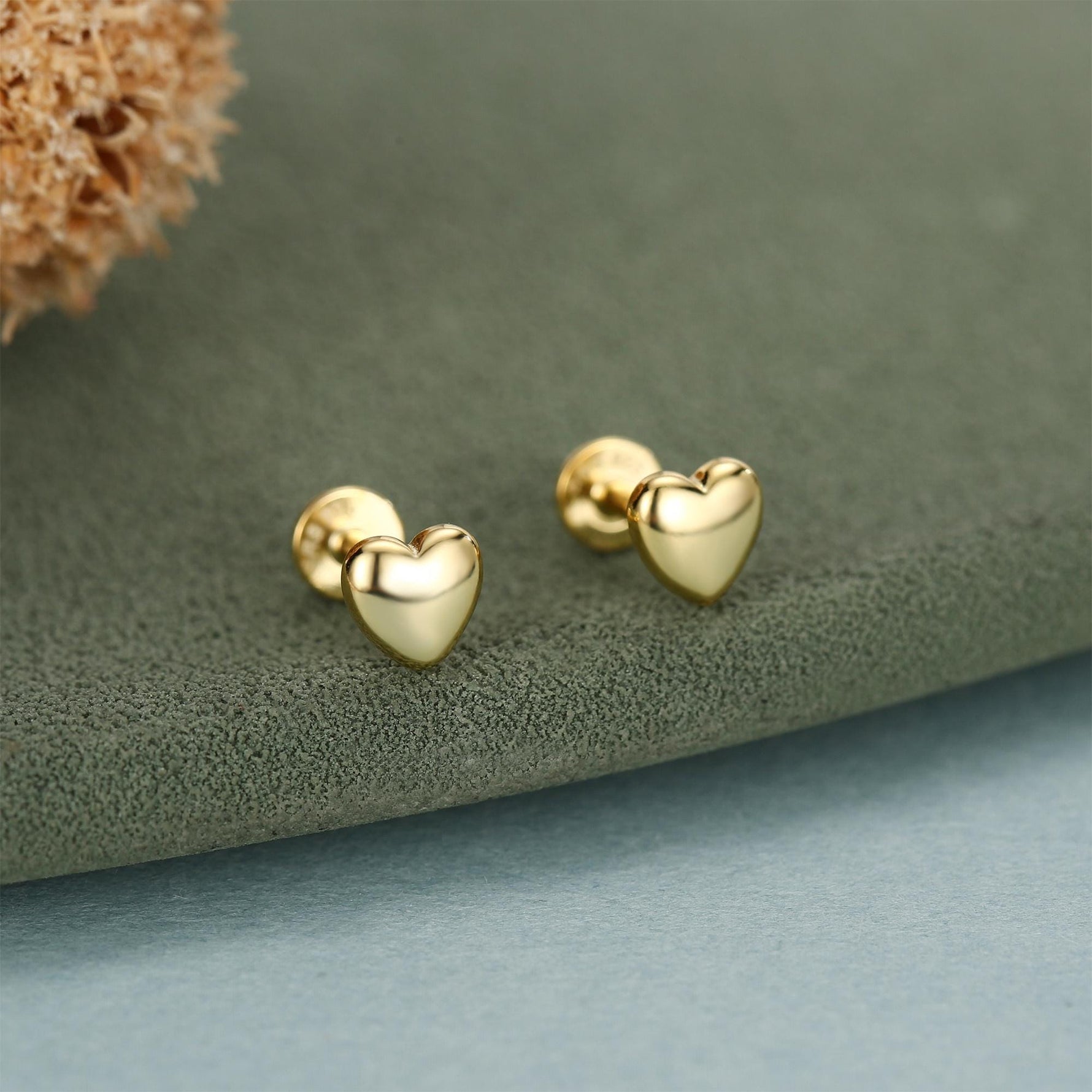Sterling Silver 5mm Heart 16G Flat Back Stud Earrings