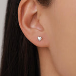 Sterling Silver 5mm Heart 16G Flat Back Stud Earrings