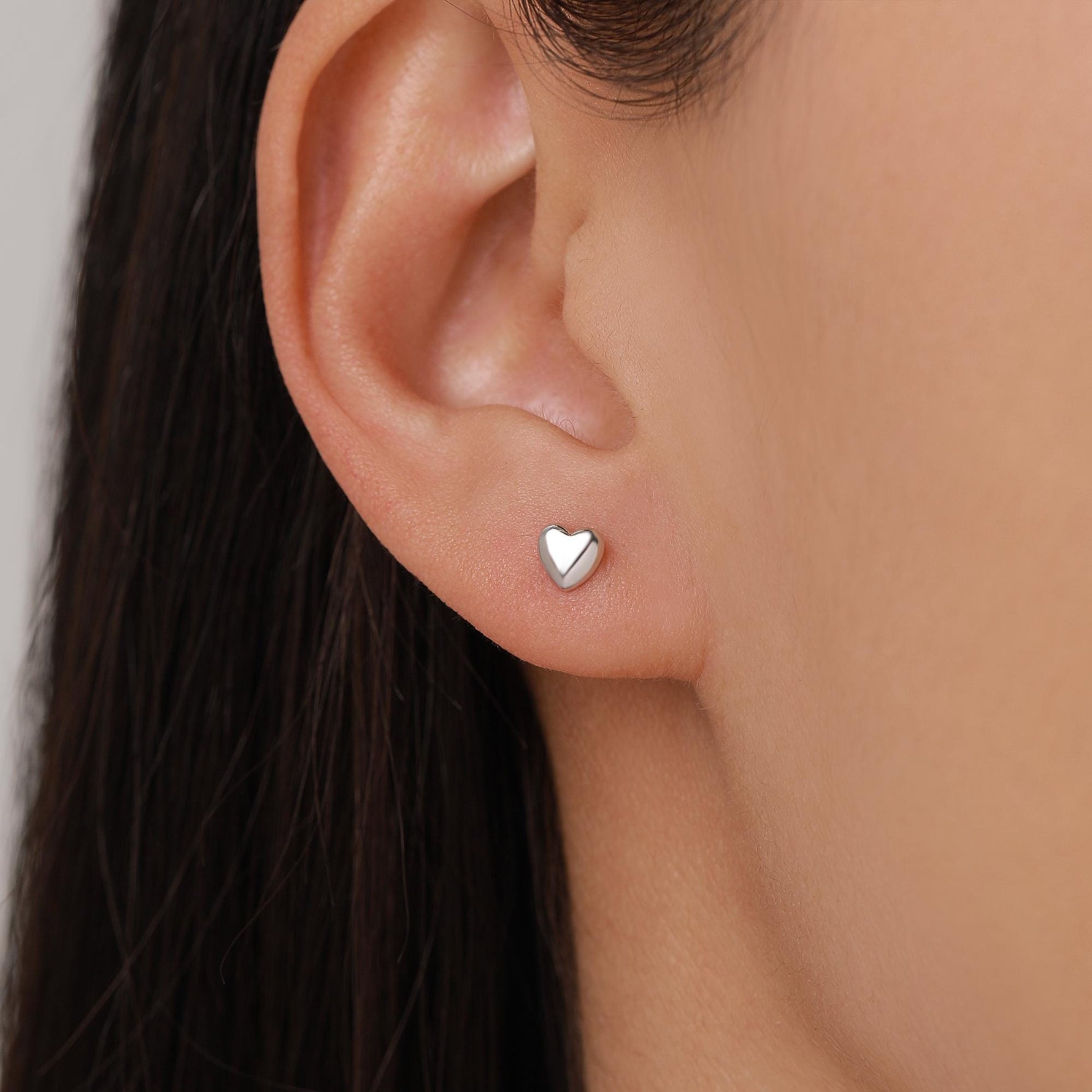 Sterling Silver 5mm Heart 16G Flat Back Stud Earrings