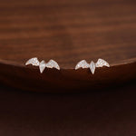 CZ Crystal Bat Stud Earrings in Sterling Silver, Silver or Gold, Rhombus Bat Earrings, Stacking Earrings, Animal Earrings