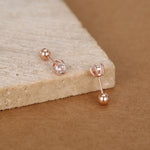 Brilliant Cut 3mm Six Prong CZ 18G Screw Back Earrings in Sterling Silver