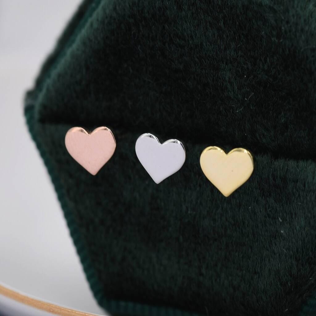 Mini Heart 18G Screw Back Earrings in Sterling Silver