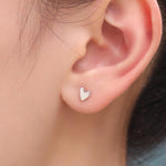 Tiny Heart 18G Screw back (Barbell) Earrings in Sterling Silver