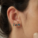 Tiny Emerald Green CZ Heart Stud Earrings in Sterling Silver, Silver or Gold, Green Crystal Heart Earrings, Stacking Earrings
