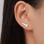 Heart Crawler Earrings in Sterling Silver, Silver, Gold or Rose Gold, Three Hearts Climber Earrings, Ear Climbers