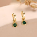 May Birthstone Emerald Green Crystal Drop Hoop Earrings in Sterling Silver, Detachable Dangle Earrings, Silver, Gold, Rose Gold