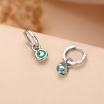 May Birthstone Emerald Green Crystal Drop Hoop Earrings in Sterling Silver, Detachable Dangle Earrings, Silver, Gold, Rose Gold