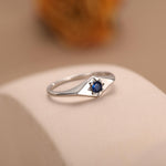 Kite Signet Sapphire Ring in Sterling Silver, Silver or Gold, Starburst Sapphire Blue CZ Ring, Rhombus Ring, US 5 - 8