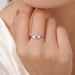 Kite Signet Sapphire Ring in Sterling Silver, Silver or Gold, Starburst Sapphire Blue CZ Ring, Rhombus Ring, US 5 - 8