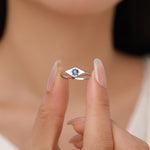 Kite Signet Sapphire Ring in Sterling Silver, Silver or Gold, Starburst Sapphire Blue CZ Ring, Rhombus Ring, US 5 - 8