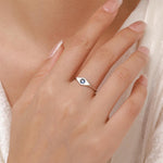 Kite Signet Sapphire Ring in Sterling Silver, Silver or Gold, Starburst Sapphire Blue CZ Ring, Rhombus Ring, US 5 - 8