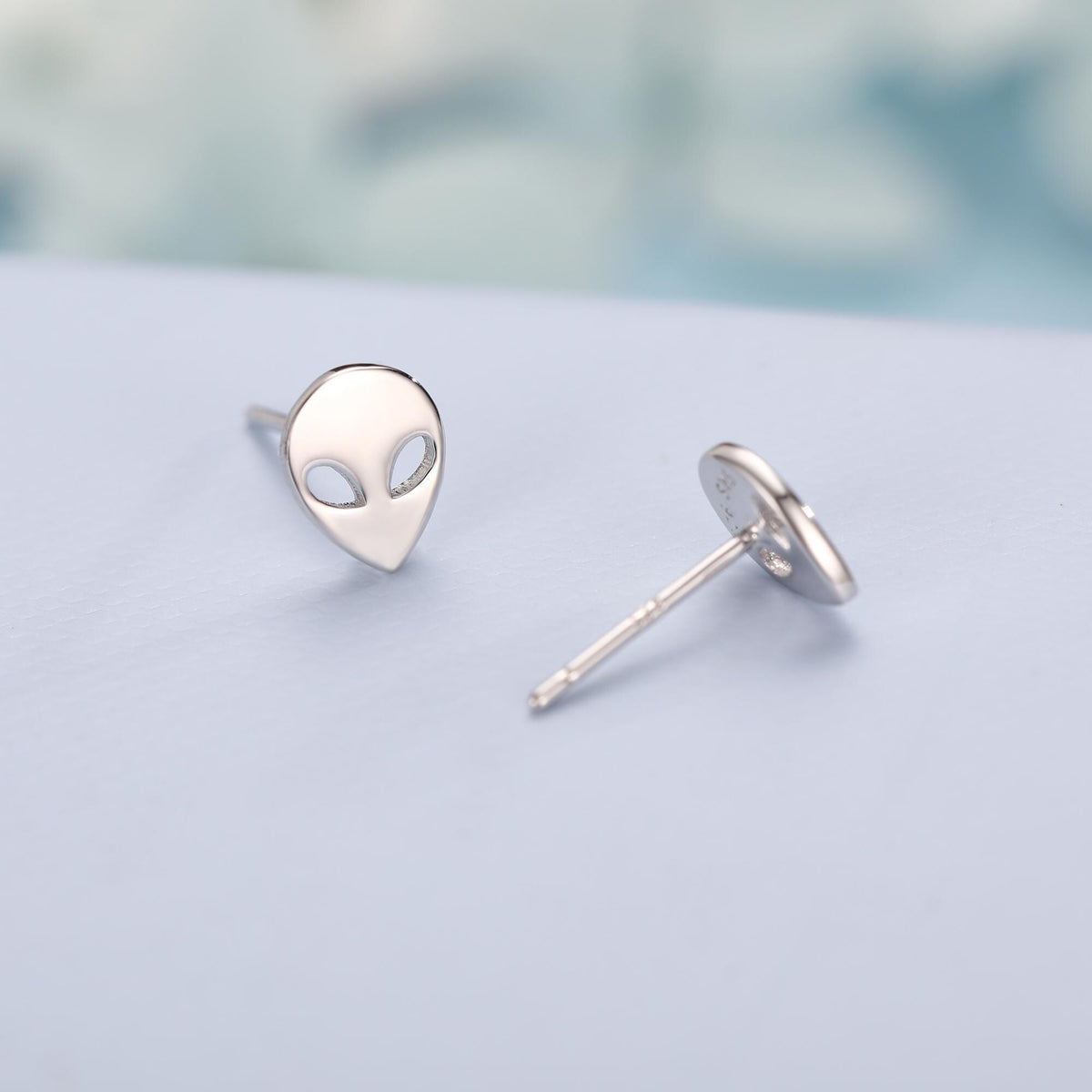 Alien Stud Earrings in Sterling Silver, Silver or Gold, UFO Earrings, Fun and Quirky Jewellery