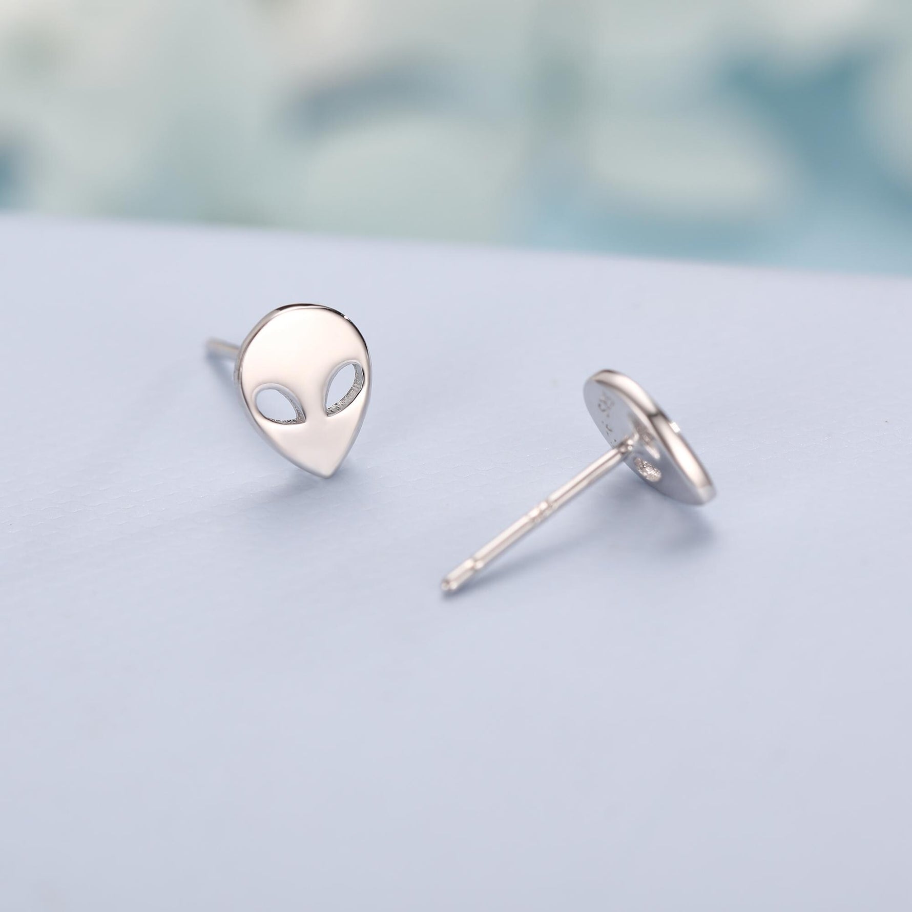 Alien Stud Earrings in Sterling Silver, Silver or Gold, UFO Earrings, Fun and Quirky Jewellery